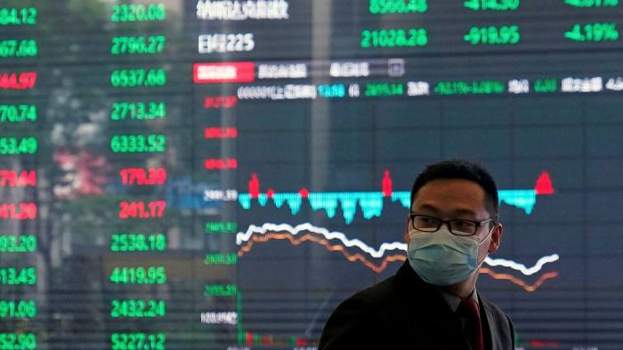 A man inside the Shanghai stock exchange
