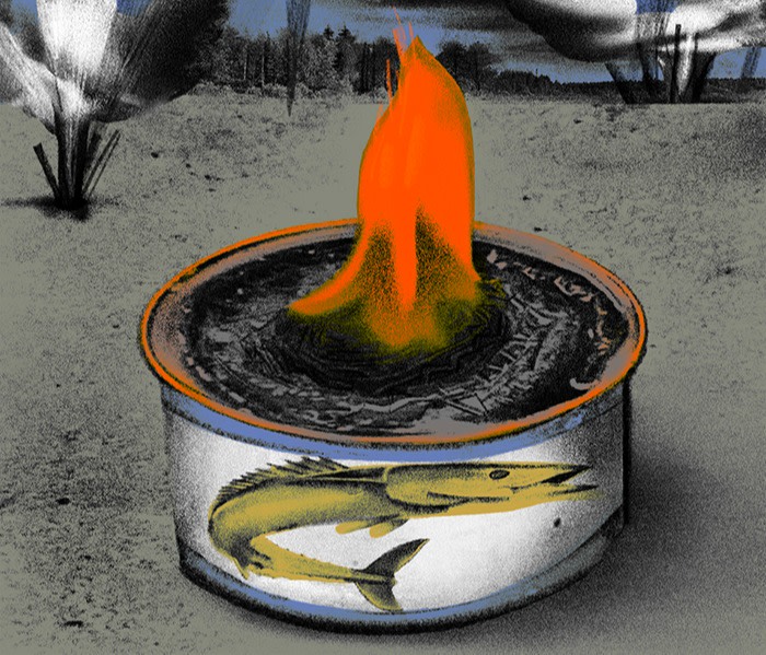 illustration of a makeshift candle using a tin can