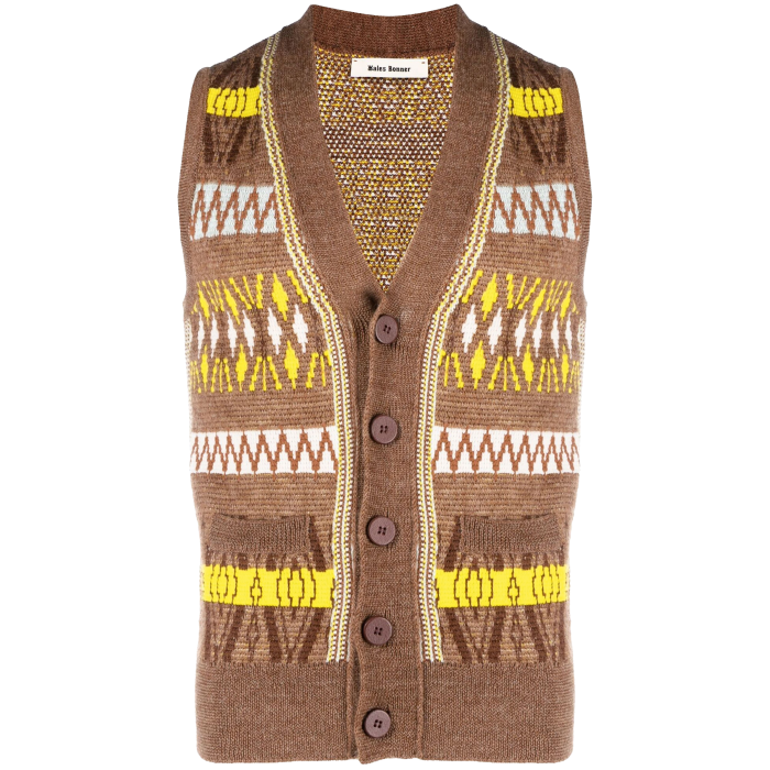Wales Bonner wool knitted sweater vest, £330, brownsfashion.com