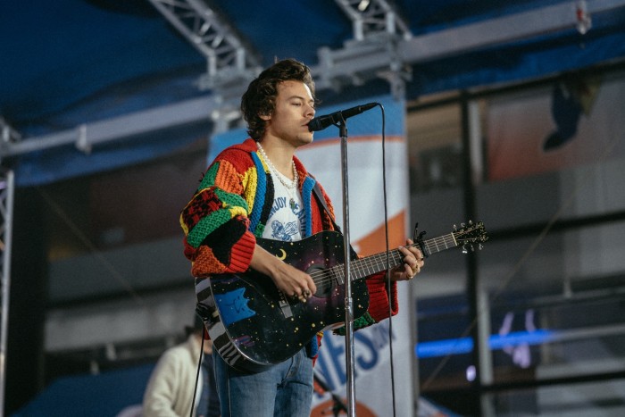 JW Anderson’s patchwork cardigan worn by Harry Styles, an NFT version of which was sold to raise funds for Akt