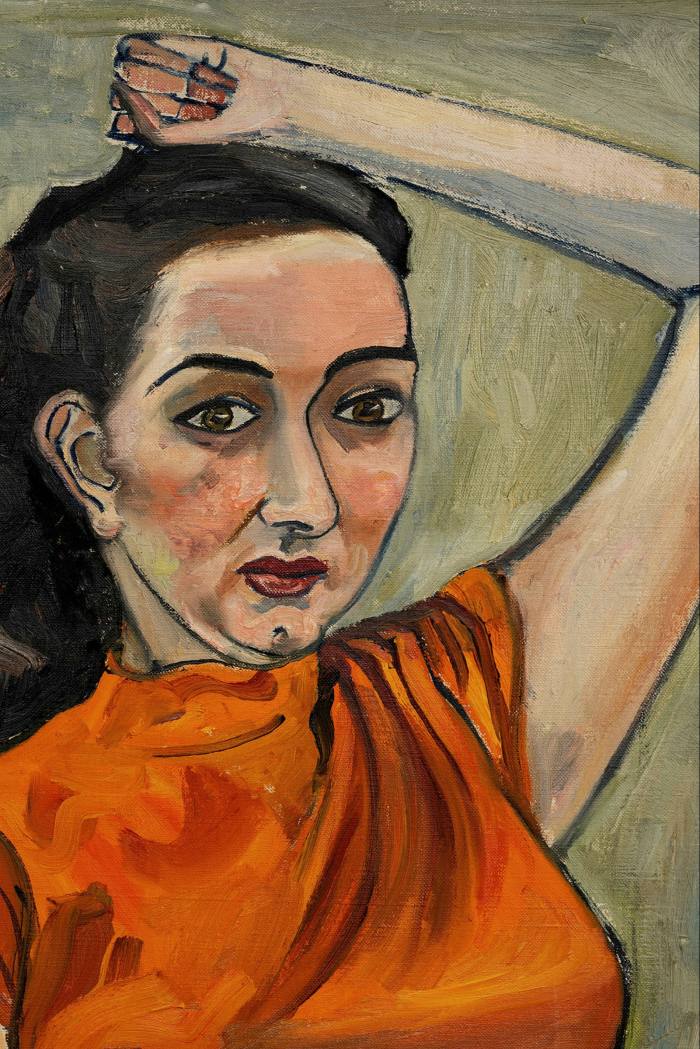 Two details from 'Cynthia Hasen’ (c. 1958) by Alice Neel