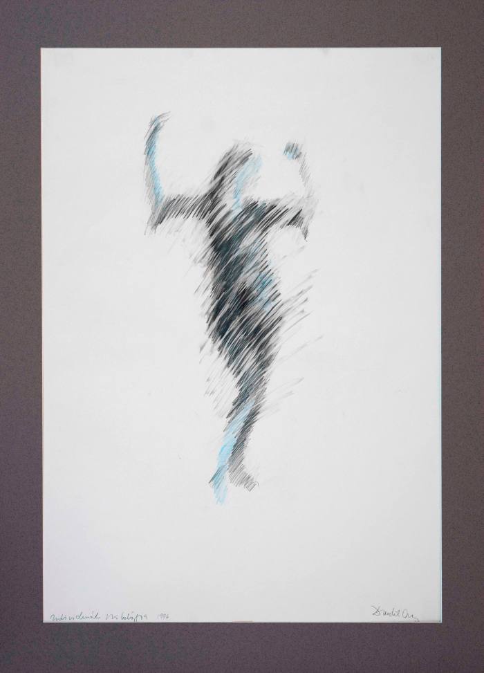 Drawing in rapid lines of a person dancing