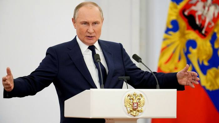 Vladimir Putin, Russia’s president, delivers a speech in Moscow on Tuesday 