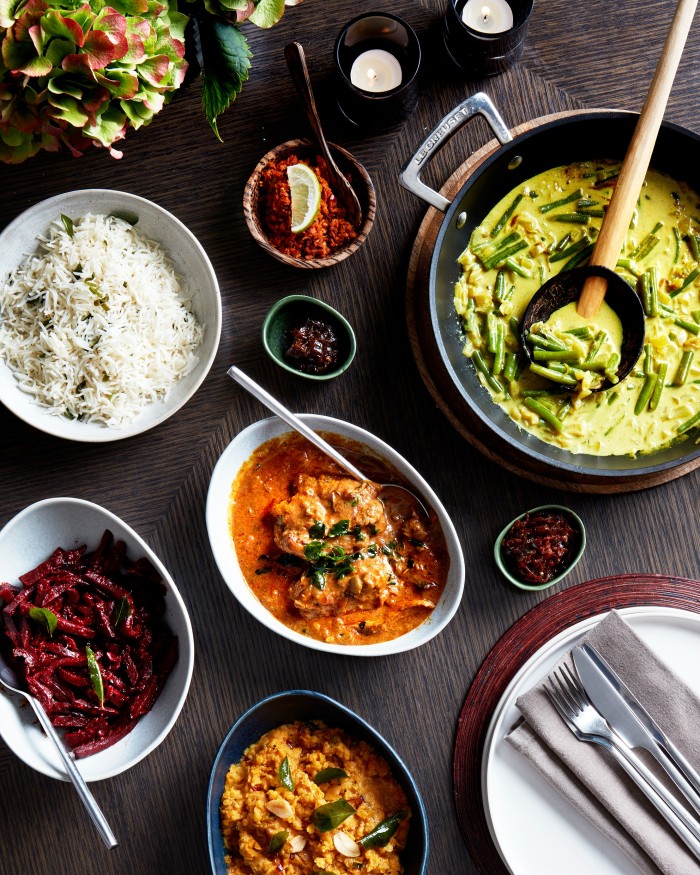Kolamba’s chicken or vegan “feasting boxes” feature the Soho Sri Lankan restaurant’s curries, dals, chutneys and sides