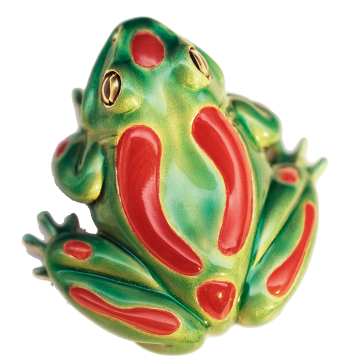 Otto Jakob coral, enamel and gold Tropical Frog brooch, €13,000