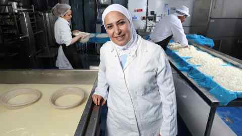Razan Alsous, pictured in her halloumi factory, set up her cheesemaking business in Yorkshire after she struggled to find work