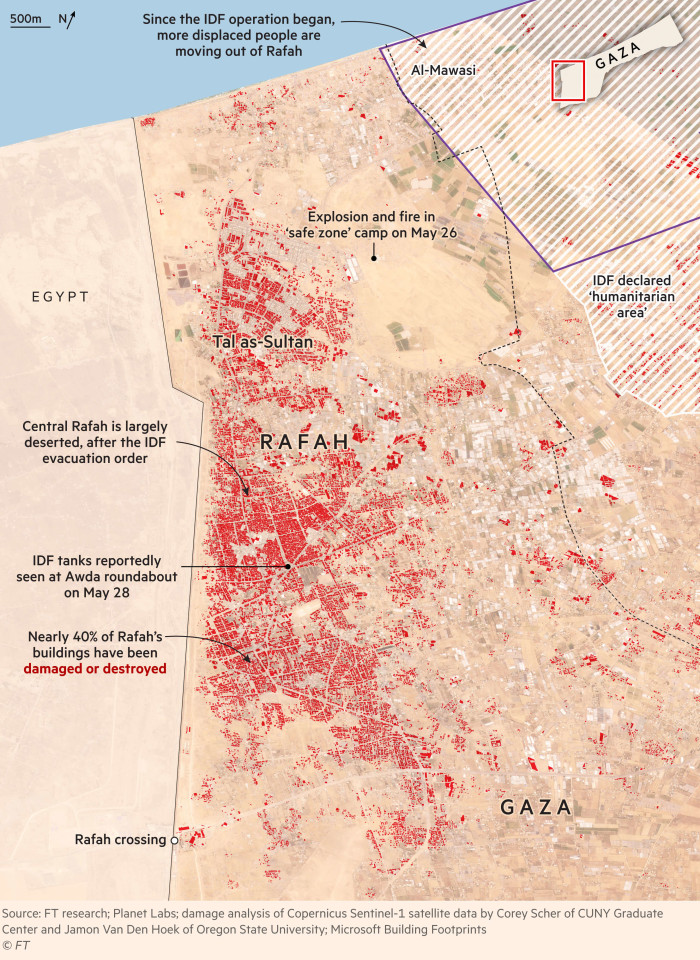 Map showing Rafah in southern Gaza