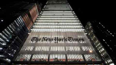 epa05699095 (FILE) - A file photo dated 08 December 2008 showing a night view of the New York Times building in New York, New York, USA. According to reports from 05 January 2017, Apple has removed the New York Times from the app store in China complying with a request from teh Chinese government.  EPA/JUSTIN LANE