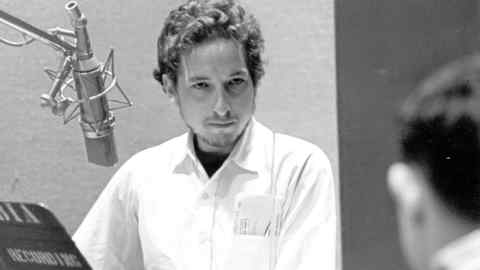 Bob Dylan in the recording studio in 1969