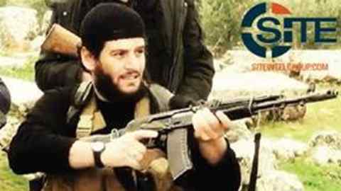 This undated militant image provided by SITE Intel Group shows Abu Muhammed al-Adnani, the Islamic State militant group's spokesman who IS say was &quot;martyred&quot; in northern Syria. The IS-run Aamaq news agency said Tuesday, Aug. 30, 2016 that al-Adnani was &quot;martyred while surveying the operations to repel the military campaigns against Aleppo,&quot; without providing further details. (SITE Intel Group via AP)