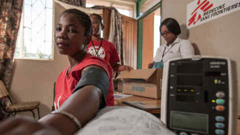 Check-up: a young mother attends a Médecins Sans Frontières-run HIV clinic in Eshowe, KwaZulu-Natal