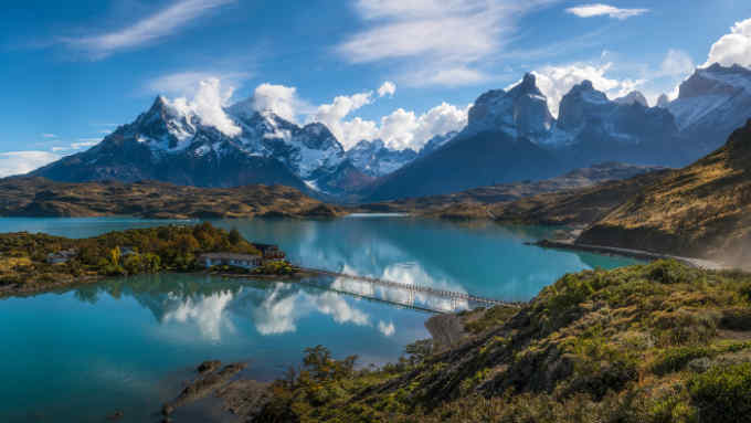 Lake Pehoé at Torres del Paine National Park in Chile