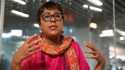 NEW DELHI, INDIA - APRIL 18: (Editor’s Note: This is an exclusive shoot of Hindustan Times) Journalist Barkha Dutt during an interview on April 18, 2017 in New Delhi, India. (Photo by Saumya Khandelwal/Hindustan Times via Getty Images)