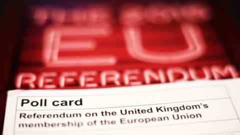 File photo dated 02/06/16 of a polling card and voting guide for the 2016 EU referendum, as new figures show that the referendum could end as a dead heat between Remain and Leave if the difference in turnout between young and old voters mirrors the 2015 general election. PRESS ASSOCIATION Photo. Issue date: Tuesday June 7, 2016. The findings come as time is running out for people to register to vote in the referendum, with the deadline for applications 11.59pm tonight. See PA story POLITICS EU Turnout. Photo credit should read: Yui Mok/PA Wire