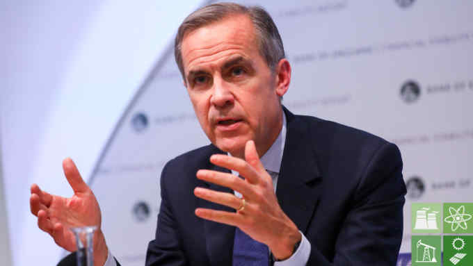 Mark Carney, governor of Bank of England (BOE), gestures while speaking during the Financial Stability Report news conference at the central bank in the City of London, U.K., on Wednesday, Nov. 28, 2018. The U.K. could suffer the worst economic slump since at least World War II if Prime Minister Theresa May fails to get her Brexit plan past lawmakers and the country crashes out of the European Union without a deal. Photographer: Simon Dawson/Bloomberg