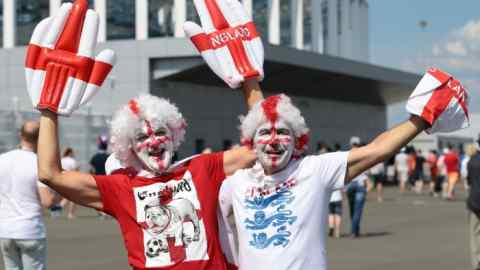 England fans in Nizhny Novgorod ahead of their match against Panama in the 2018 FIFA World Cup in Russia. PRESS ASSOCIATION Photo. Picture date: Sunday June 24, 2018. See PA story SPORT WorldCup. Photo credit should read: Aaron Chown/PA Wire
