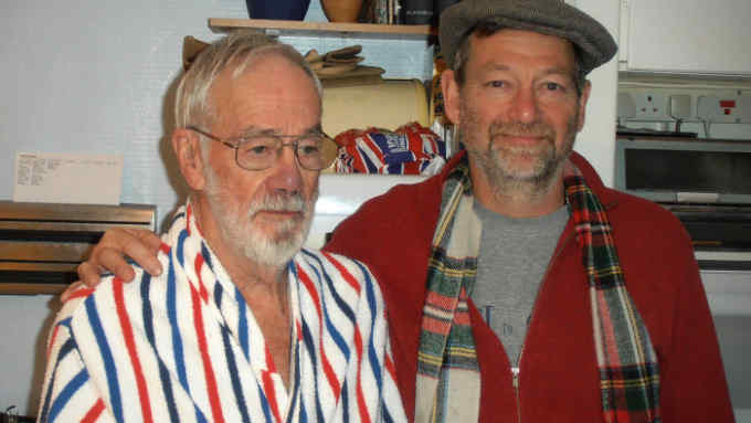 SEASONAL APPEAL - ALZHEIMER'S RESEARCH UK ARUK - Guy Dinmore and his father Pete in kitchen