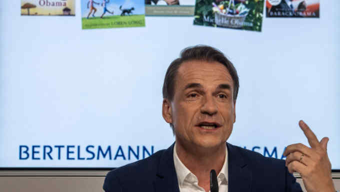 Chief Executive Officer of publishing giant Penguin Random House Markus Dohle addresses German media and publishing giant Bertelsmann's annual results press conference in Berlin on March 26, 2019. (Photo by John MACDOUGALL / AFP)JOHN MACDOUGALL/AFP/Getty Images