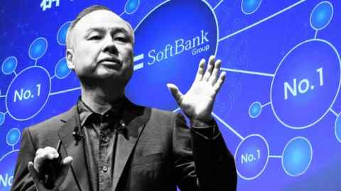 FTGraphic
Masayoshi Son, chairman and chief executive officer of SoftBank Group Corp., speaks during the SoftBank World 2019 event in Tokyo, Japan, on Thursday, July 18, 2019. The founders of Southeast Asian ride-hailing giant Grab, indoor farming startup Plenty, Indian hotel chain OYO Rooms and payments service Paytm took the stage at an annual SoftBank conference to explain how artificial intelligence helps them stay on top in their respective fields. Photographer: Akio Kon/Bloomberg