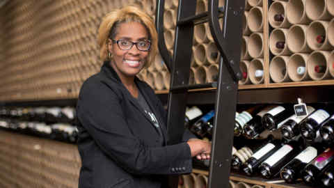 House of Pure Vin co-owner Regina Gaines at her wine shop in Detroit.