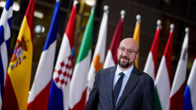 European Council President Charles Michel arrives for the EU-Western Balkans Summit at the EU headquarters in Brussels on February 16, 2020. (Photo by Kenzo TRIBOUILLARD / AFP) (Photo by KENZO TRIBOUILLARD/AFP via Getty Images)
