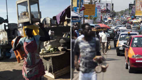 vendors selling food to commuters in Ghana’s busy capital
