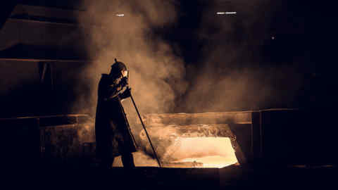 A worker operates in the blast furnace in Voestalpine AG's steel plant in Linz, Austria, on Wednesday, July 24, 2013