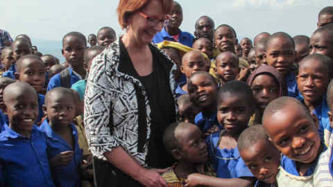Ms Gillard visits a school in Rwanda