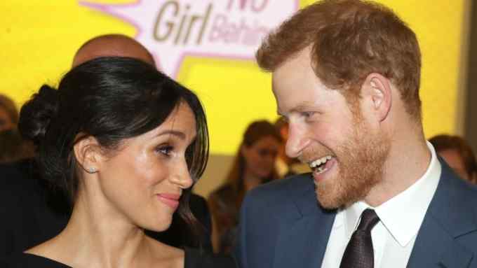 Britain's Prince Harry (R) and his fiancee, US actress Meghan Markle, attend a reception for Women's Empowerment at the Royal Aeronautical Society in central London, on the fourth day of the Commonwealth Heads of Government Meeting (CHOGM) on April 19, 2018. (Photo by CHRIS JACKSON / POOL / Getty Images) (Photo credit should read CHRIS JACKSON/AFP/Getty Images)
