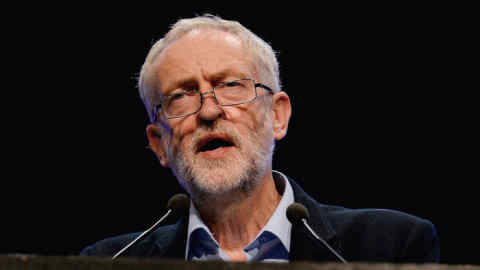 Labour party leader Jeremy Corbyn addresses the TUC Conference at The Brighton Centre on September 15, 2015 in Brighton, England