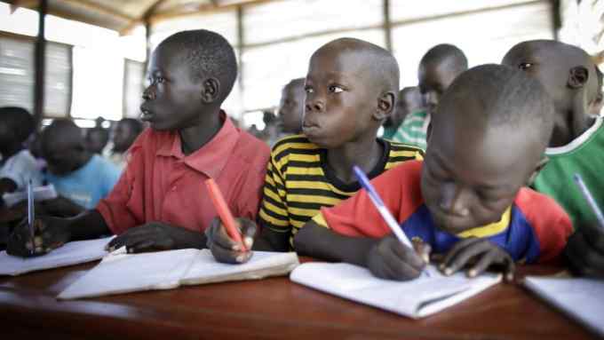 School at Rhino Refugee Camp in northern Uganda. (Photo by Thomas Koehler/Photothek via Getty Images)