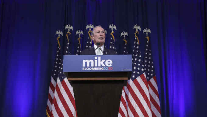 NORFOLK, VA - NOVEMBER 25: Newly announced Democratic presidential candidate, former New York Mayor Michael Bloomberg speaks during a press conference to discuss his presidential run on November 25, 2019 in Norfolk, Virginia. The 77-year old Bloomberg joins an already crowded Democratic field and is presenting himself as a moderate and pragmatic option in contrast to the current Democratic Party's increasingly leftward tilt. In recent years, Bloomberg has used some of his vast personal fortune to push for stronger gun safety laws and action on climate change. (Photo by Drew Angerer/Getty Images)