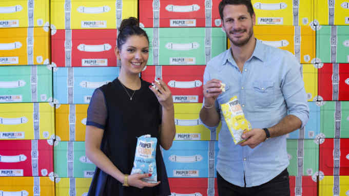 Ryan Kohn and Cassandra Stavrou from Propercorn, photographed for Business Life