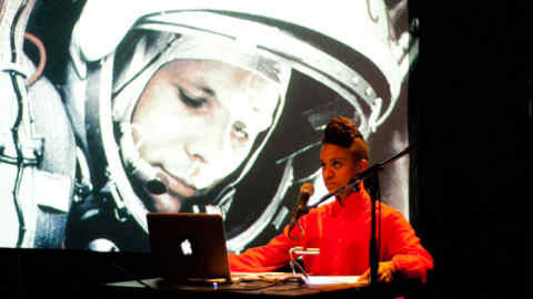 Kapwani Kiwanga performing ‘Afrogalactica: A Brief History of the Future’ in 2012