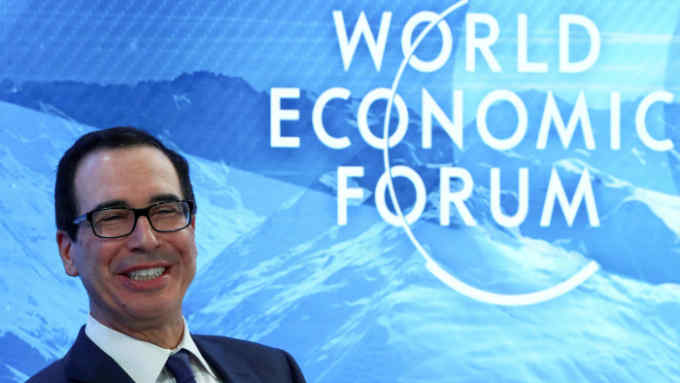 U.S. Treasury Secretary Steven Mnuchin reacts during a session at the 50th World Economic Forum (WEF) annual meeting in Davos, Switzerland, January 22, 2020. REUTERS/Denis Balibouse