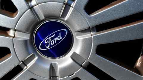 A picture shows on February 18, 2019, the logo of US auto-maker Ford on a car in Blanquefort, southwestern France. - French Economy Minister Bruno Le Maire said he wanted to make sure the buy-out offer for the Blanquefort plant was &quot;robust over the long-term&quot; as doubts increase on the economic viability of the project. (Photo by GEORGES GOBET / AFP)GEORGES GOBET/AFP/Getty Images