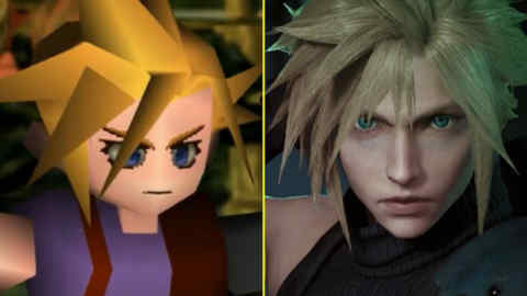 Left: Cloud Strife in the original 'Final Fantasy VII', and right, the same character from the new 'Final Fantasy VII Remake'