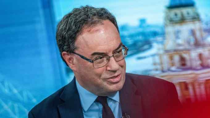 Andrew Bailey, chief executive officer of Financial Conduct Authority, speaks during a Bloomberg Television interview in London, U.K., on Tuesday, April 23, 2019. The Bank of England needs to do more to meet its diversity targets for senior roles, according to minutes from its February Court of Directors meeting. Photographer: Chris J. Ratcliffe/Bloomberg