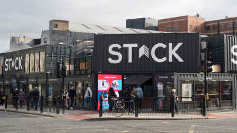 PY5B4H STACK, shipping container social hub or retail village in Newcastle upon Tyne, England, UK