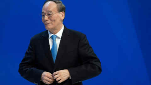Mandatory Credit: Photo by GIAN EHRENZELLER/EPA-EFE/REX/Shutterstock (10071106cs) Wang Qishan, Vice-President of the People's Republic of China, arrives for a plenary session in the Congress Hall at the 49th annual meeting of the World Economic Forum, WEF, in Davos, Switzerland, 23 January 2019. The meeting brings together entrepreneurs, scientists, corporate and political leaders in Davos under the topic 'Globalization 4.0' from 22 to 25 January 2019. 49th Annual Meeting of the World Economic Forum, WEF, in Davos, Switzerland - 23 Jan 2019