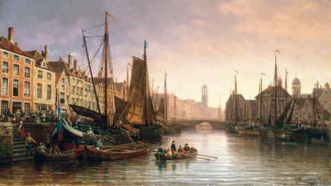 'A View of Amsterdam, the Netherlands', by Charles Euphrasie Kuwasseg, 1878