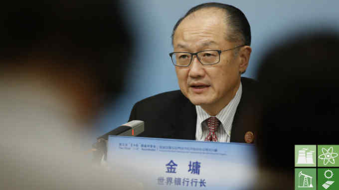 World Bank President Jim Yong Kim attends a news briefing after the Third Round Table Dialogue in Beijing on November 6, 2018. (Photo by THOMAS PETER / POOL / AFP) (Photo credit should read THOMAS PETER/AFP/Getty Images)