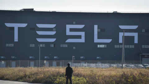A general view of the new Tesla factory built in Shanghai on November 8, 2019. (Photo by HECTOR RETAMAL / AFP) (Photo by HECTOR RETAMAL/AFP via Getty Images)