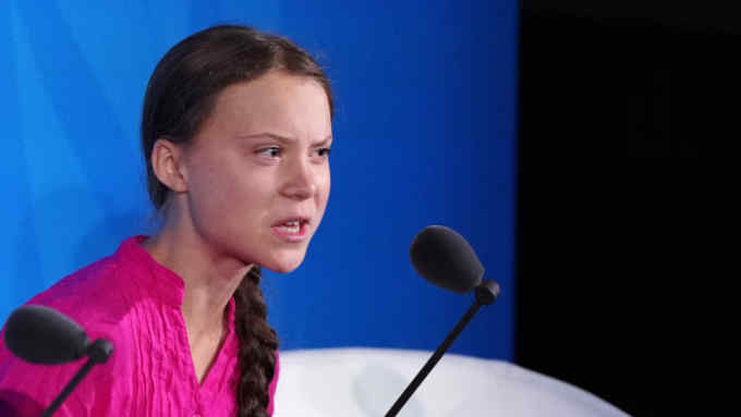 16-year-old Swedish Climate activist Greta Thunberg speaks at the 2019 United Nations Climate Action Summit at U.N. headquarters in New York City, New York, U.S., September 23, 2019. REUTERS/Carlo Allegri
