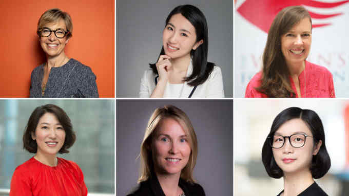Clockwise from top left: Brenda Trenowden; Lin Jingxiao; Fiona Nott; Helen Liu; Imke Wouters; Xing Zhou