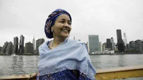 H.E. Amina J. Mohammed, Deputy Secretary-General of the United Nations on a cruise during the World Ocean Festival on Governor's Island in New York on June 04, 2017.