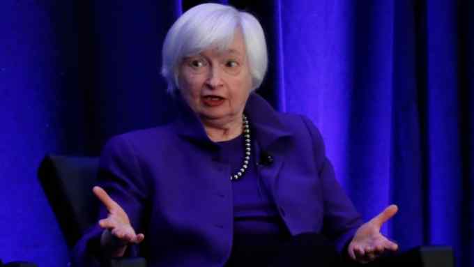 Former Federal Reserve Chairman Janet Yellen speaks during a panel discussion at the American Economic Association/Allied Social Science Association (ASSA) 2019 meeting in Atlanta, Georgia, U.S., January 4, 2019. REUTERS/Christopher Aluka Berry