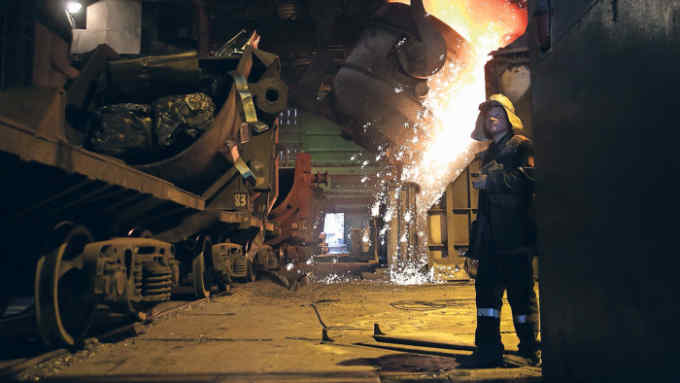 MARIUPOL, UKRAINE - MAY 22: Molten steel is poared in the Metinvest Ilyich Iron and Steel Works on May 22, 2014 in Mariupol, Ukraine. Rinal Akhmetov, the owner of the factory and richest man in Ukraine has come out against pro-Russian separatists in eastern Ukraine ahead of Sunday's presidential election. (Photo by John Moore/Getty Images)