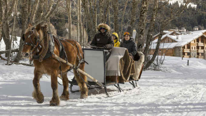 A horse-drawn carriage in Megève