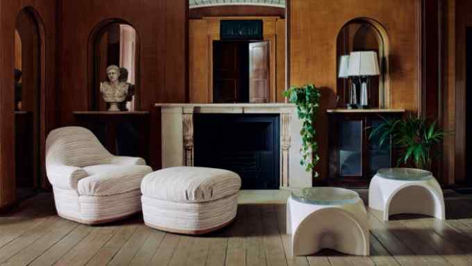 Wickham armchair, from £5,000. Wickham ottoman, £2,000. Marden coffee tables, £6,000 each